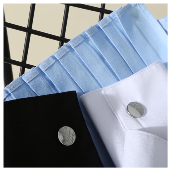 Pleated Sleeve Cuff Blue Black White - Picture 4 of 6